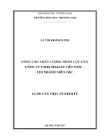 luận văn thạc sĩ nâng cao chất lượng nhân lực của công ty TNHH makita việt nam   chi nhánh miền bắc 
