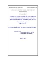 Quản lý công chức theo năng lực trong các cơ quan hành chính nhà nước đáp ứng yêu cầu cải cách hành chính ở việt nam tt tiếng anh 