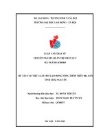 THỰC TRẠNG TẠO VIỆC LÀM CHO LAO ĐỘNG NÔNG THÔN TRÊN ĐỊA BÀN TỈNH THÁI NGUYÊN