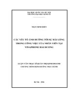 Các yếu tố ảnh hưởng đến sự hài lòng trong công việc của nhân viên tại vinaphone hải dương 