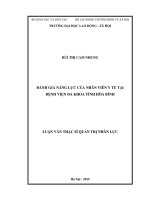 THỰC TRẠNG ĐÁNH GIÁ NĂNG LỰC CỦA NHÂN VIÊN Y TẾ TẠI BỆNH VIỆN ĐA KHOA T