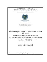 Đánh giá sự hài lòng của sinh viên ngành kế toán về chất lượng dịch vụ đào tạo tại trường cao đẳng kỹ thuật công nghệ bà rịa  vũng tàu 