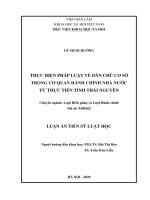 Thực hiện pháp luật về dân chủ cơ sở trong cơ quan hành chính nhà nước từ thực tiễn tỉnh Thái Nguyên