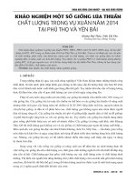 Khảo nghiệm một số giống lúa thuần chất lượng trong vụ Xuân năm 2014 tại Phú Thọ và Yên Bái