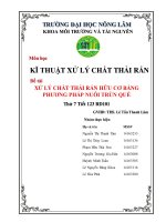 Tiểu luận môn kỹ thuật xử lí chất thải rắn xử lý chất thải rắn hữu cơ bằng phương pháp nuôi trùn quế 
