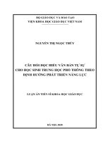 Câu hỏi đọc hiểu văn bản tự sự cho học sinh trung học phổ thông theo định hướng phát triển năng lực