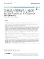 Are parents and adolescents in agreement on reporting of recurrent non-specific low back pain in adolescents? A cross-sectional descriptive study
