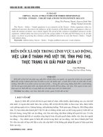 Biến đổi xã hội trong lĩnh vực lao động, việc làm ở thành phố Việt Trì, tỉnh Phú Thọ, thực trạng và giải pháp quản lý