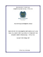 Một số yếu tố ảnh hưởng đến động lực làm việc của nhân viên tại công ty TNHH MTV xổ số kiến thiết tỉnh bà rịa vũng tàu 