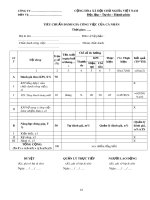 Mẫu Bảng tiêu chuẩn đánh giá công việc cá nhân