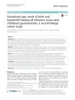Gestational age, mode of birth and breastmilk feeding all influence acute early childhood gastroenteritis: A record-linkage cohort study
