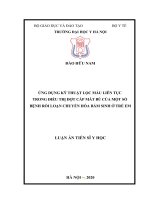Ứng dụng kỹ thuật lọc máu liên tục trong điều trị đợt cấp mất bù của một số bệnh rối loạn chuyển hóa bẩm sinh ở trẻ em 