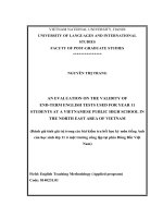 Đánh giá tính giá trị trong các bài kiểm tra hết học kỳ môn tiếng anh của học sinh lớp 11 ở một trường công lập tại phía đông bắc việt nam 