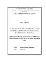 Nghiên cứu việc đánh giá kỹ năng nói của học sinh đang học chương trình sách giáo khoa mới, tại một trường THPT ở việt nam 