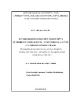 Phân loại học sinh và phương pháp dạy học sinh ở lớp học có học sinh khác nhau về kiểu trí thông minh – một nghiên cứu thực nghiệm tại một trường tiểu học ở hà nội 