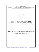 (Luận văn thạc sĩ) Quản lý ngân sách nhà nước tại thị xã Phú Thọ, tỉnh Phú Thọ