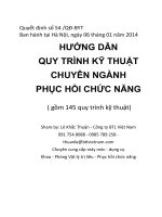 QUY TRÌNH KỸ THUẬT CHUYÊN NGÀNH PHỤC HỒI CHỨC NĂNG