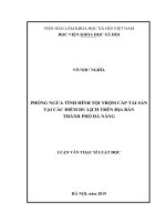 (Luận văn thạc sĩ) Phòng ngừa tình hình tội trộm cắp tài sản tại các điểm du lịch trên địa bàn thành phố Đà Nẵng