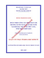 HOÀN THIỆN CÔNG tác KIỂM SOÁT CHI THƯỜNG XUYÊN NGÂN SÁCH NHÀ nước tại KHO bạc NHÀ nước PHÚ VANG, TỈNH THỪA THIÊN HUẾ 