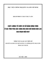 Tóm tắt luận án Tiến sĩ ngành Xây dựng Đảng và chính quyền nhà nước: Chất lượng tổ chức cơ sở Đảng nông thôn ở các tỉnh phía bắc Cộng hoà dân chủ nhân dân Lào giai đoạn hiện nay