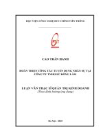 Hoàn thiện công tác tuyển dụng nhân sự tại Công ty TNHH Sứ Đông Lâm (Luận văn thạc sĩ)