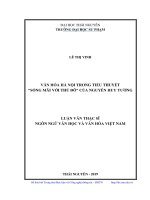 VĂN hóa hà nội TRONG TIỂU THUYẾT “SỐNG mãi với THỦ đô” của NGUYỄN HUY TƯỞNG 