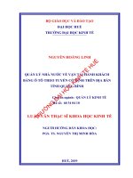 QUẢN lý NHÀ nước về vận tải HÀNH KHÁCH BẰNG ô tô THEO TUYẾN cố ĐỊNH TRÊN địa bàn TỈNH QUẢNG BÌNH 