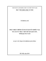 (Luận văn thạc sĩ) Thực hiện chính sách giải quyết khiếu nại, tố cáo từ thực tiễn huyện Quế Sơn, tỉnh Quảng Nam