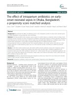 The effect of intrapartum antibiotics on earlyonset neonatal sepsis in Dhaka, Bangladesh: A propensity score matched analysis