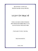 luận văn thạc sĩ nâng cao chất lƣợng tín dụng đối với doanh nghiệp nhỏ và vừa tại ngân hàng TMCP quân đội 