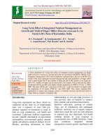Long term effect of integrated nutrient management on growth and yield of finger millet (Eleusine coracana G.) in eastern dry zone of Karnataka, India