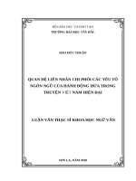 Quan hệ liên nhân chi phối các yếu tố ngôn ngữ của hành động hứa trong truyện việt nam hiện đại 