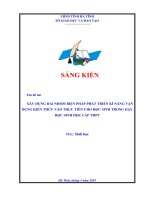 Xây dựng hai nhóm biện pháp phát triển kĩ năng vận dụng kiến thức vào thực tiễn cho học sinh trong dạy học sinh học cấp THPT 