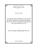Quan hệ liên nhân chi phối các yếu tố ngôn ngữ trong lời mời và sự hồi đáp lời mời qua một số tác phẩm văn học hiện thực phê phán việt nam giai đoạn 1930   1945 