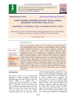 Genetic variability, heritability and genetic advance studies in quantitataive traits in rice (Oryza sativa L.)