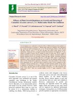 Efficacy of plant growth regulators on growth and flowering of cucumber (cucumis sativus l.) cv. malini under shade net conditions