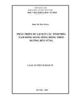 Phát triển du lịch ở các tỉnh phía nam đồng bằng sông Hồng theo hướng bền vững (Luận án tiến sĩ)