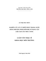 Nghiên cứu xử lý phốt phát trong nước bằng phương pháp hấp phụ sử dụng vật liệu zno cấu trúc nano 