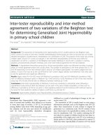 Inter-tester reproducibility and inter-method agreement of two variations of the Beighton test for determining Generalised Joint Hypermobility in primary school children