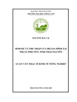 Sinh kế và thu nhập của hộ gia đình thị xã Phổ Yên, tỉnh Thái Nguyên (Luận văn thạc sĩ)