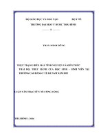 Thực trạng hiến máu tình nguyện và kiến thức, thái độ, thực hành của học sinh sinh viên tại trường cao đẳng y tế hà nam năm 2015  