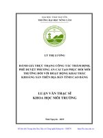 Đánh giá thực trạng công tác thẩm định, phê duyệt phương án cải tạo phục hồi môi trường đối với hoạt động khai thác khoáng sản trên địa bàn tỉnh cai bằng 
