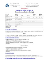 Đề cương môn học Thiết kế hệ thống cơ điện tử (Mechatronics System Design)