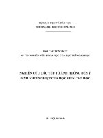 Nghiên cứu các yếu tố ảnh hưởng đến ý định khởi nghiệp của học viên cao học ngành quản trị kinh doanh