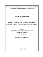 Nghiên cứu bào chế viên felodipin 5 mg giải phóng kéo dài theo cơ chế thẩm thấu tt tiếng anh 