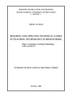 Xây dựng và sử dụng trò chơi kĩ thuật trong dạy học môn công nghệ ở trường trung học phổ thông tt tiếng anh 