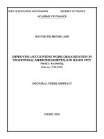 Hoàn thiện tổ chức công tác kế toán các bệnh viện y học cổ truyền trên địa bàn thành phố hà nội tt tiếng anh 
