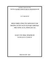 Hoàn thiện công tác kiểm soát chi thường xuyên ngân sách qua kho bạc nhà nước sa pa, tỉnh lào cai 