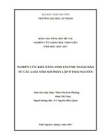 NGHIÊN CỨU KHẢ NĂNG SINH ENZYME NGOẠI BÀO TỪ CÁC LOÀI NẤM SỢI PHÂN LẬP Ở THÁI NGUYÊN