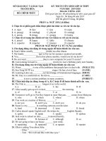 Đề thi tuyển sinh vào lớp 10 THPT năm 2019-2020 môn Tiếng Anh có đáp án - Sở GD&ĐT Thanh Hóa